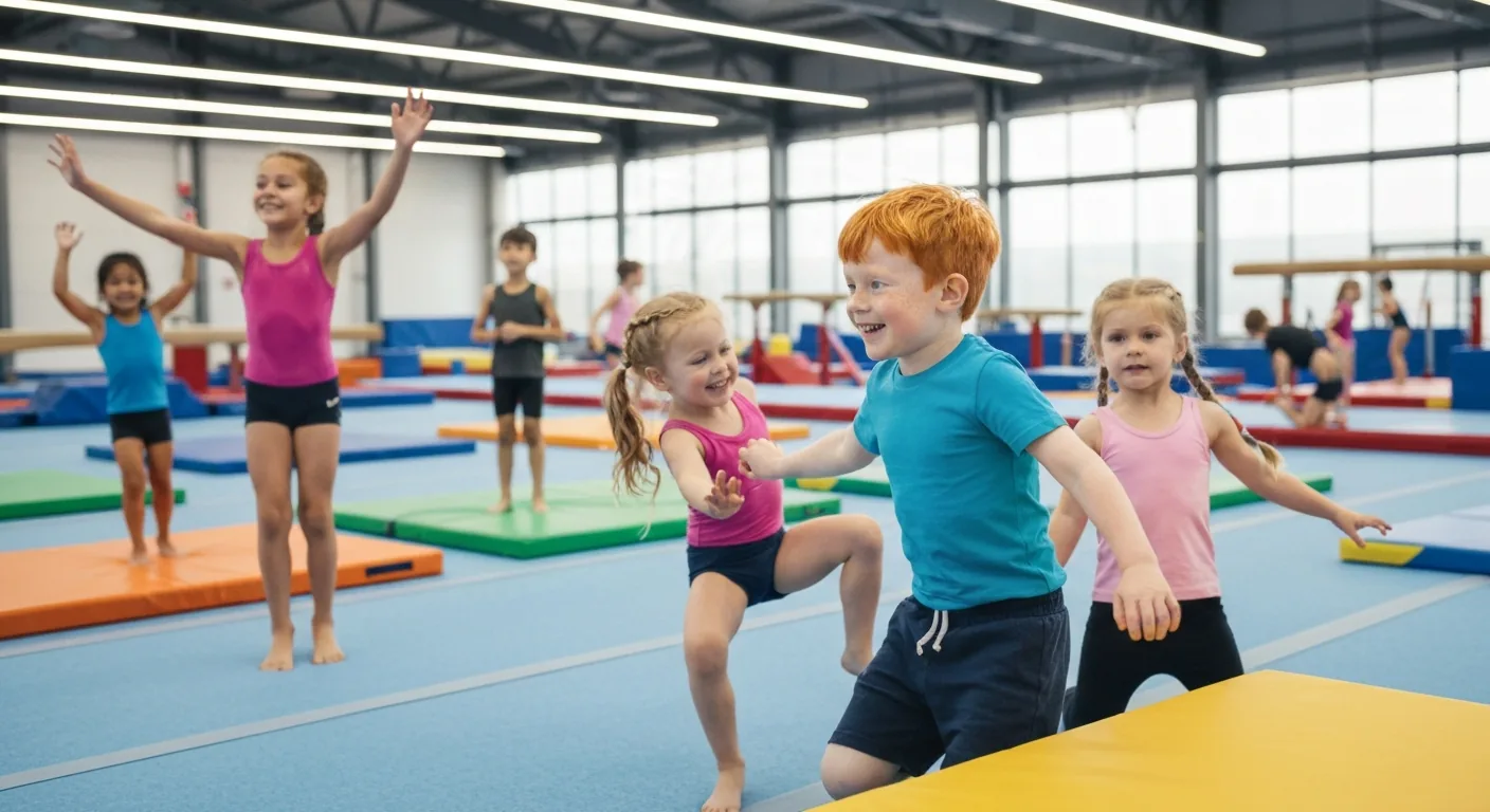 A group of kids in a gymnastics class