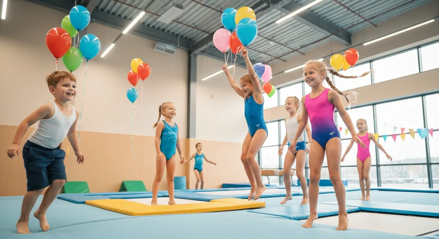 Kids having a gymnastics birthday party